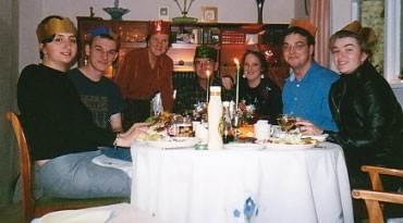 My family in Kent, Christmas 2000. From l to r - AJ, me, my mum Yvonne, dad Terry, sister Nicola, brother Jonathan and his fiance Helen