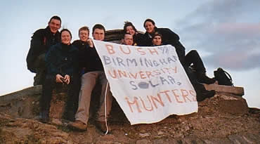 Sunrise on the longest day viewed from the Malverns, 21st June, 2001 (me, Jo, Donna's housemate, Tom, Andy, Donna, Jo and Graham)