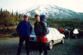 At the base and top of Mt St Helens