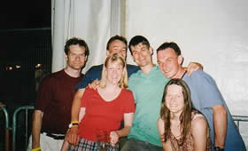 Graham, Sue, Ben, Mark, Jo and I at the Cambridge Folk Festival, July 2001