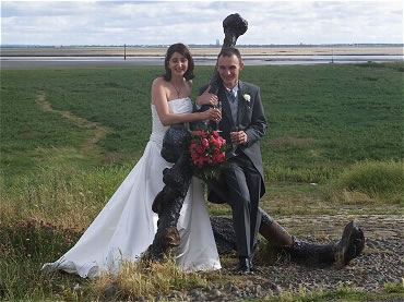 AJ and I on the anchor by the old lifeboat station overlooking the Ribble Estuary at Lytham