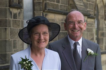 My mum and dad outside the church